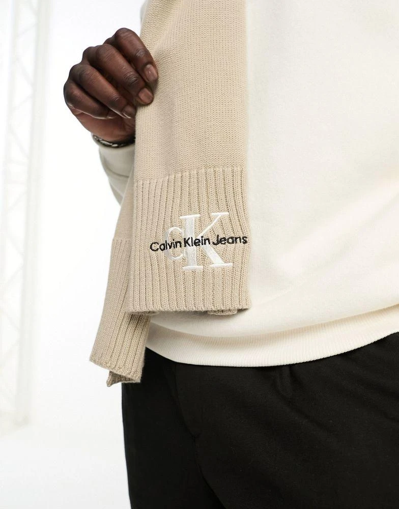 商品Calvin Klein|Calvin Klein Jeans embroidered scarf in taupe,价格¥352,第2张图片详细描述
