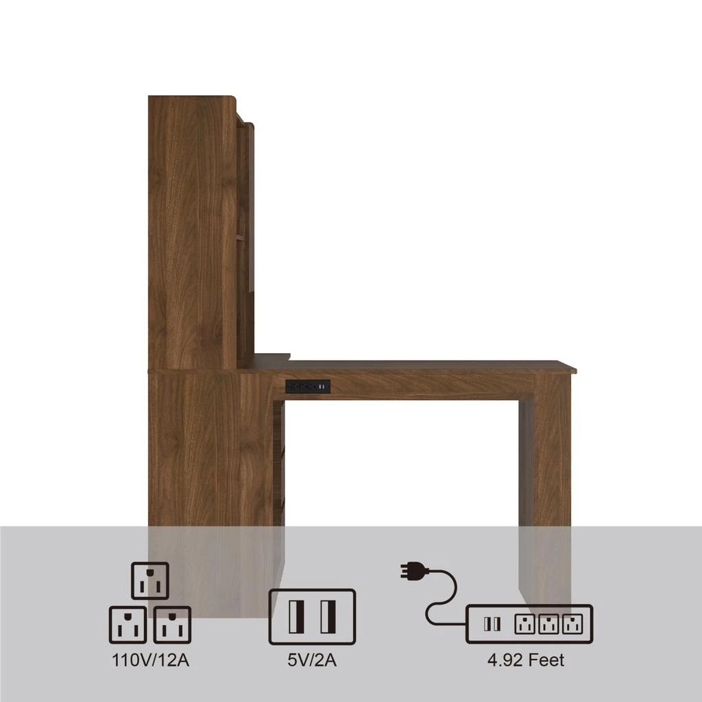 商品Streamdale Furniture|Streamdale L Shaped Desk with Drawers, Bookshelf, LED Light, Corner Gaming Desk,价格¥3177,第3张图片详细描述