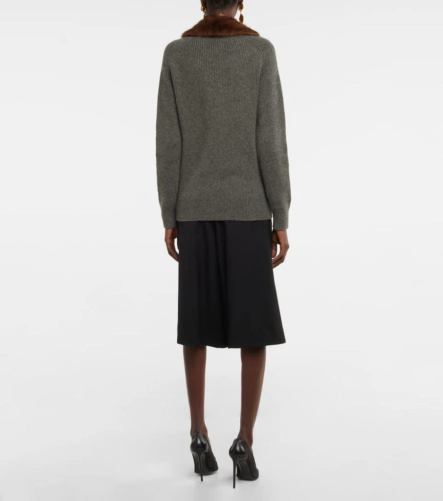 商品Yves Saint Laurent|Faux fur-trimmed camel hair cardigan,价格¥15122,第4张图片详细描述