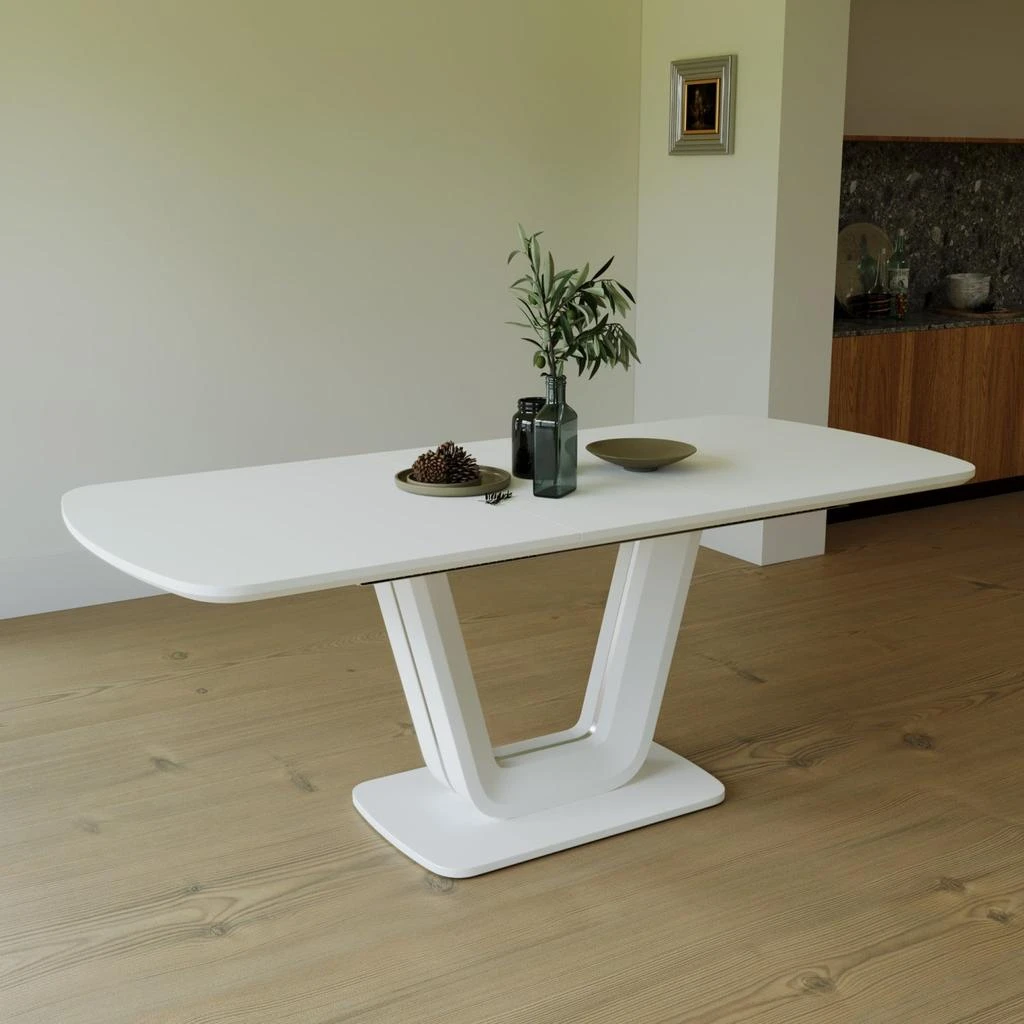 商品Streamdale Furniture|Streamdale Expandable Grey/White Dining Table, U-Legs, Home/Office,价格¥7571,第2张图片详细描述