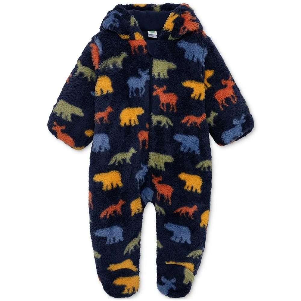 商品Little Me|Baby Woodland-Print Hooded Faux-Sherpa Fleece Footed Pram,价格¥130,第1张图片