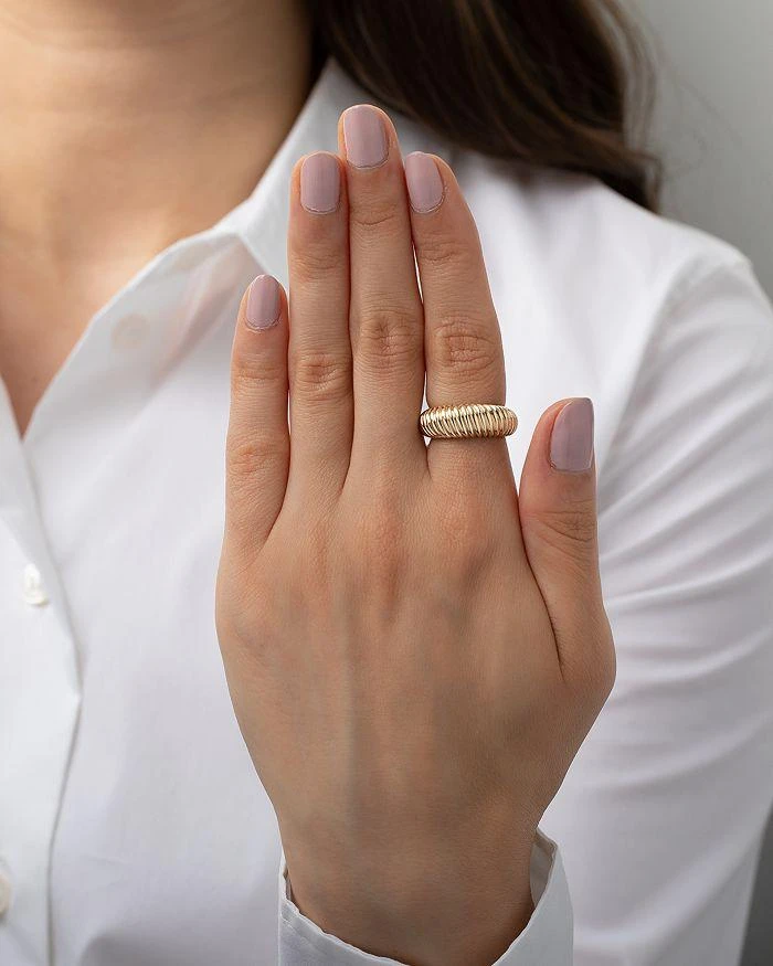 商品Zoe Lev|14K Yellow Gold Ribbed Dome Ring,价格¥5075,第2张图片详细描述