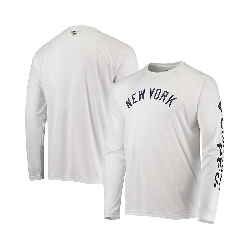 商品Columbia|Men's White New York Yankees Terminal Tackle Omni-Shade Raglan Long Sleeve T-shirt,价格¥496,第1张图片