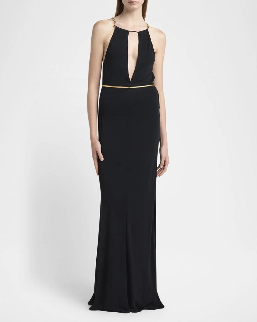 商品Tom Ford|Chain Cutout Sable Jersey Halter Evening Dress,价格¥23007,第2张图片详细描述