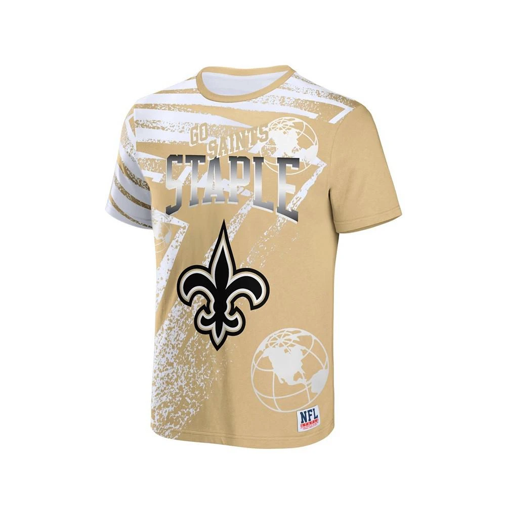 商品NFL Properties|Men's NFL X Staple Cream New Orleans Saints Team Slogan All Over Print Short Sleeve T-shirt,价格¥301,第2张图片详细描述