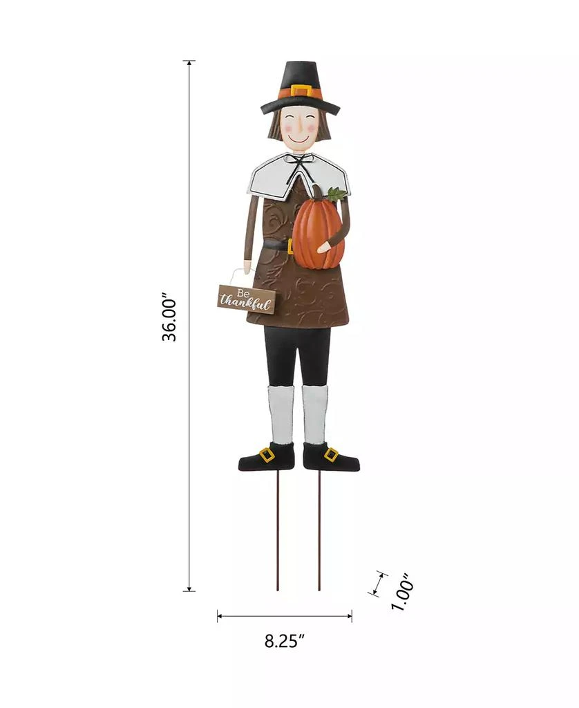 Metal Thanksgiving Pilgrim Boy Yard Stake, Standing Decor or Hanging Decor, 36" 商品