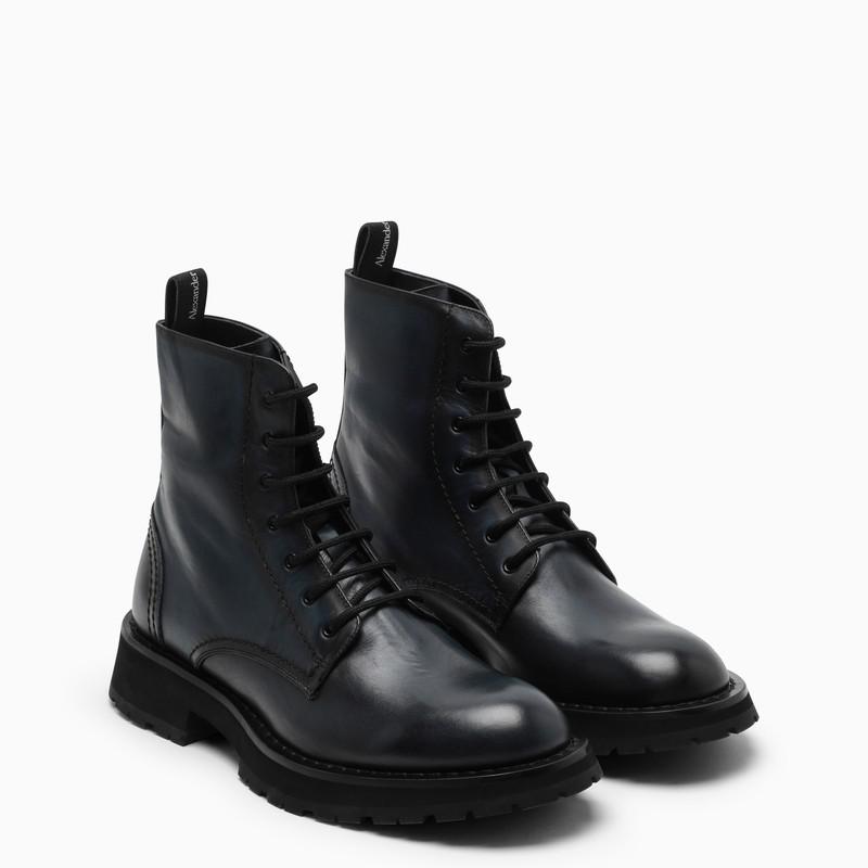 Anthracite high laced up shoes in leather商品第2张图片规格展示
