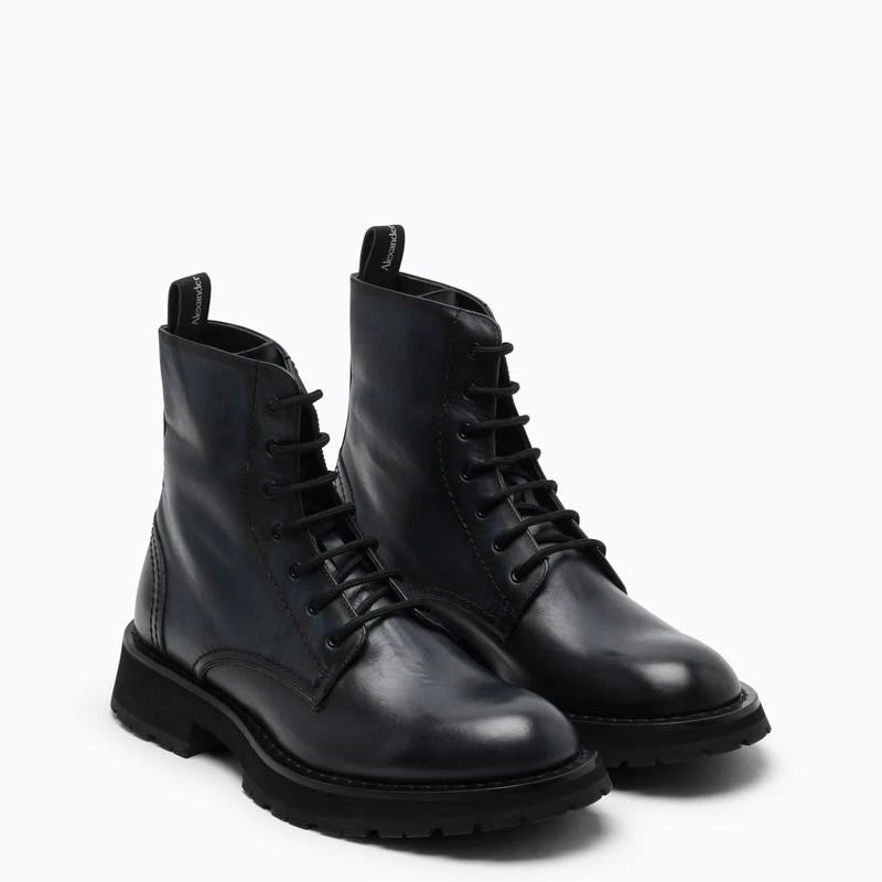 商品Alexander McQueen|Anthracite high laced up shoes in leather,价格¥3962,第2张图片详细描述