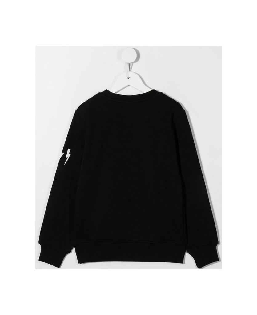 Kids Black Sweatshirt With White Mirror Logo Print商品第2张图片规格展示