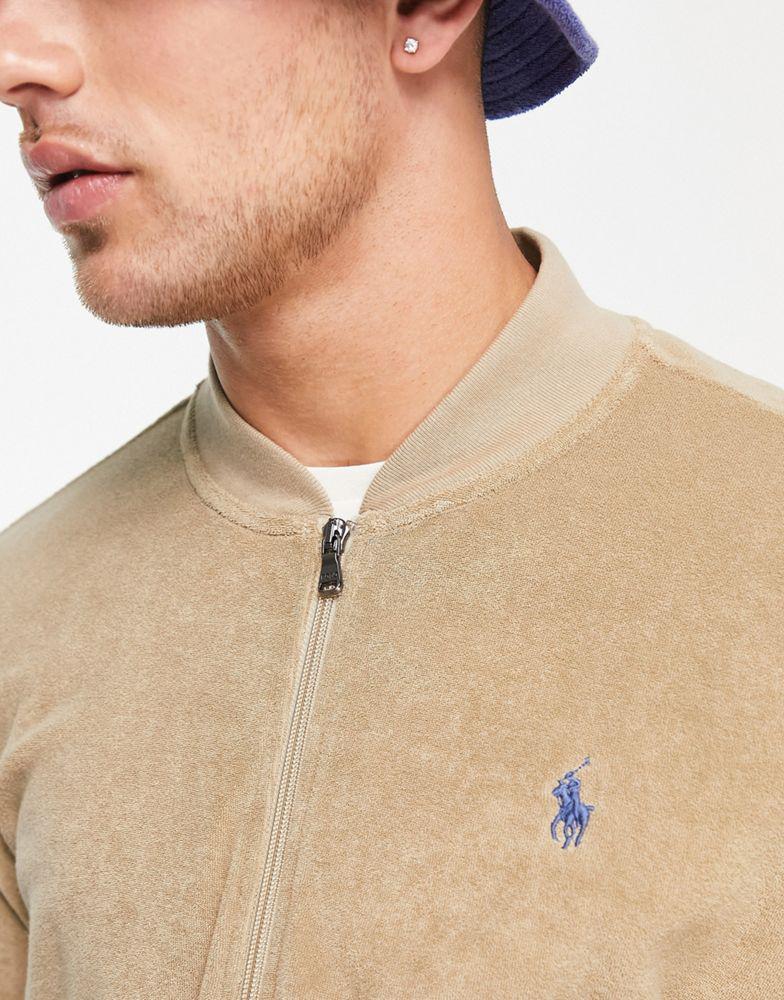 商品Ralph Lauren|Polo Ralph Lauren x ASOS exclusive collab bomber jacket with back logo in tan,价格¥949,第5张图片详细描述