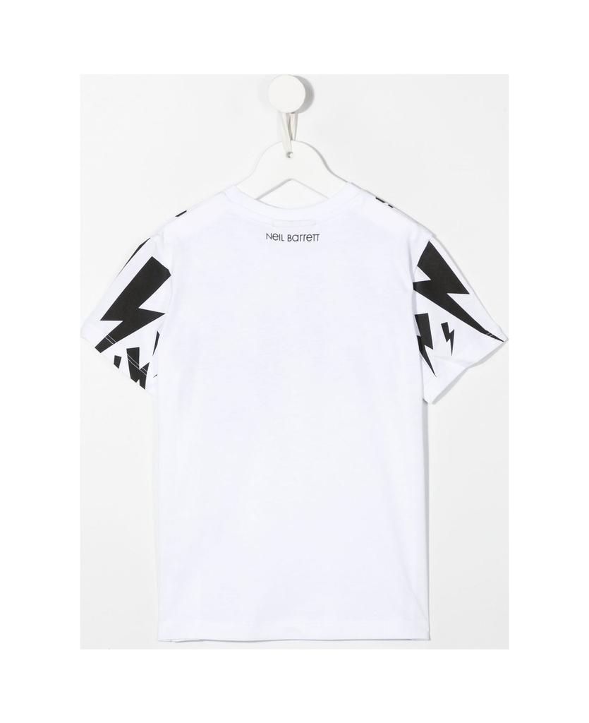 Kids White T-shirt With Black Thunderbolt Print商品第2张图片规格展示