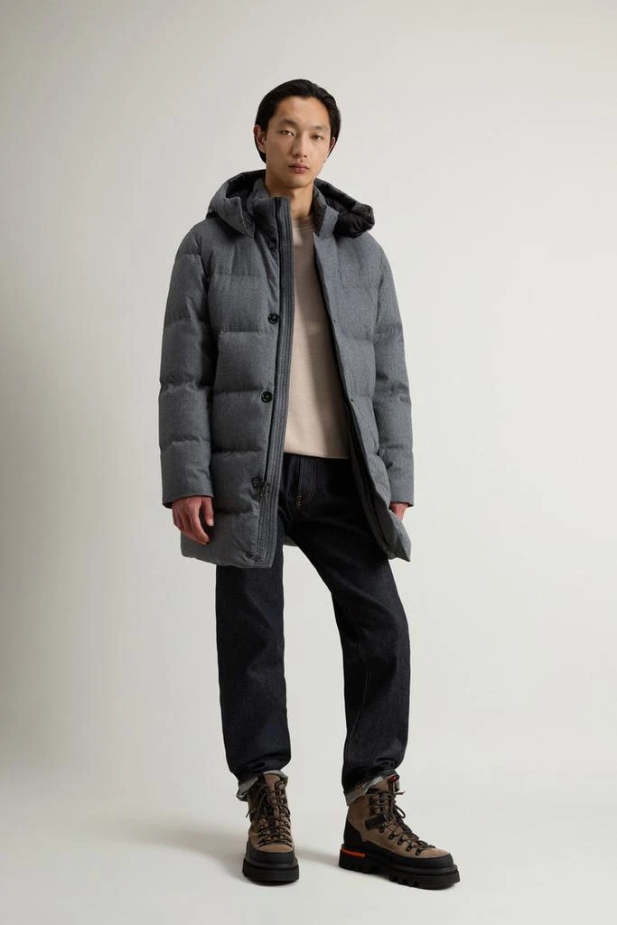 商品Woolrich|Luxe Long Parka in Vitale Barberis Canonico Wool - Men - Gray,价格¥9090,第2张图片详细描述