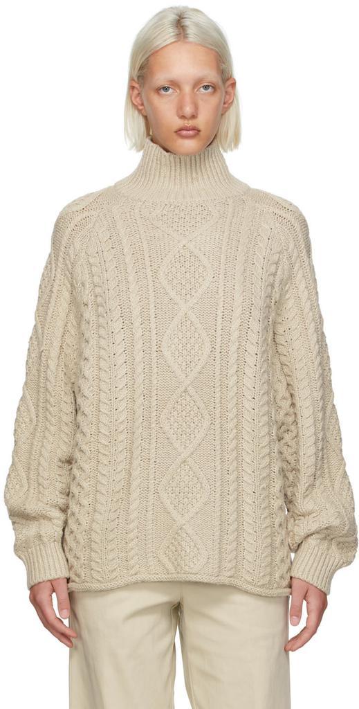 商品Essentials|Beige Cable Knit Turtleneck,价格¥997,第1张图片