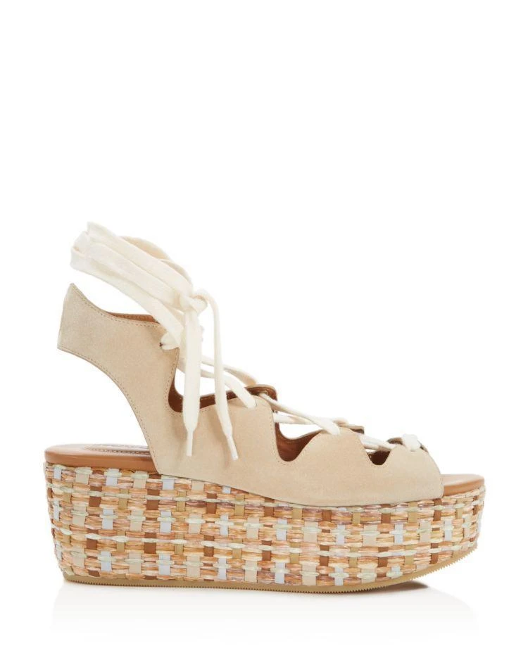 商品See by Chloé|Women's Raffia Open Toe Lace Up Platform Sandals,价格¥1324,第2张图片详细描述