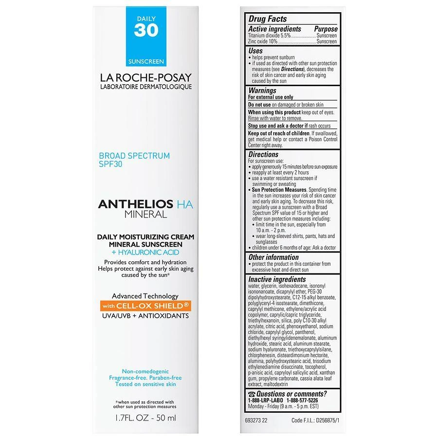 商品La Roche Posay|Mineral Sunscreen Moisturizer SPF 30 + Hyaluronic Acid,价格¥285,第2张图片详细描述