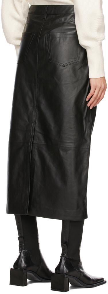 Black Leather Midi Skirt商品第3张图片规格展示