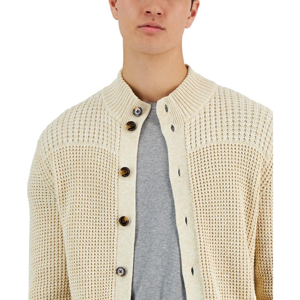 Men's Chunky Waffle Knit Button-Front Cardigan Sweater, Created for Macy's商品第3张图片规格展示