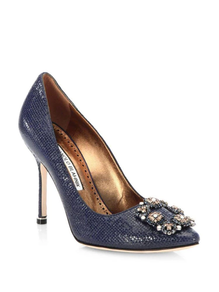 商品Manolo Blahnik|Hangisi 105 Nappa Embossed Leather Pumps,价格¥4654,第1张图片