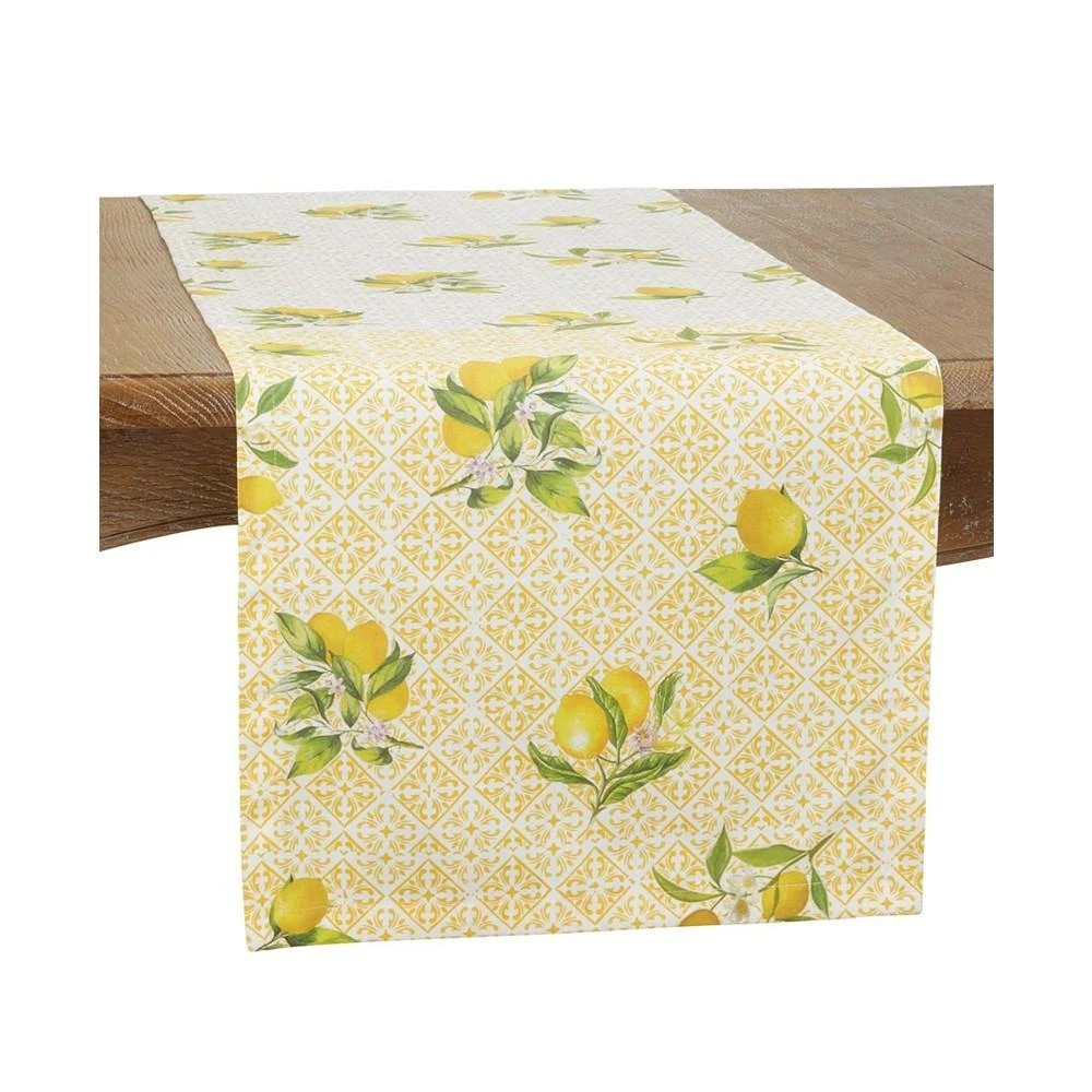 商品Saro Lifestyle|Block Print Table Runner with Lemon Design, 72" x 16",价格¥469,第1张图片