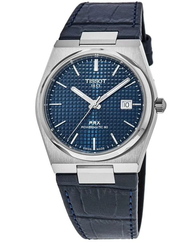 商品Tissot|Tissot PRX Powermatic 80 Blue Dial Leather Strap Men's Watch T137.407.16.041.00,价格¥3796,第1张图片