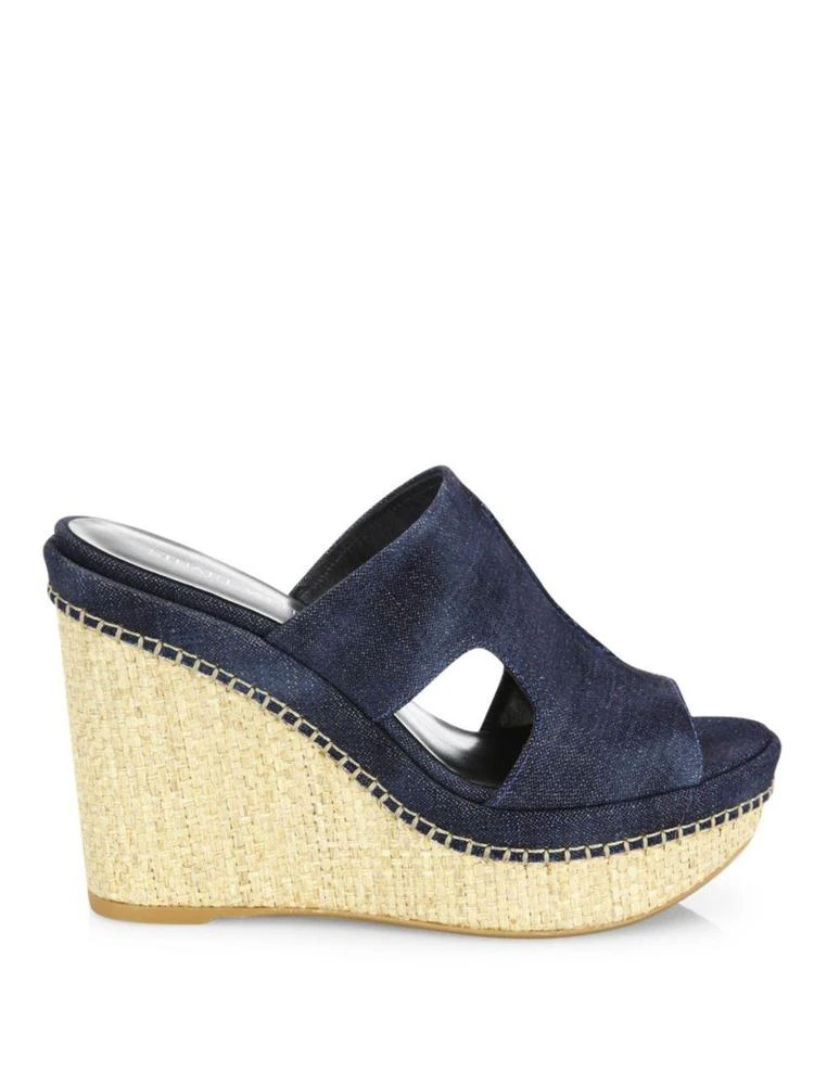 商品Stuart Weitzman|Ponte Denim Woven Wedge Sandals,价格¥1304,第5张图片详细描述