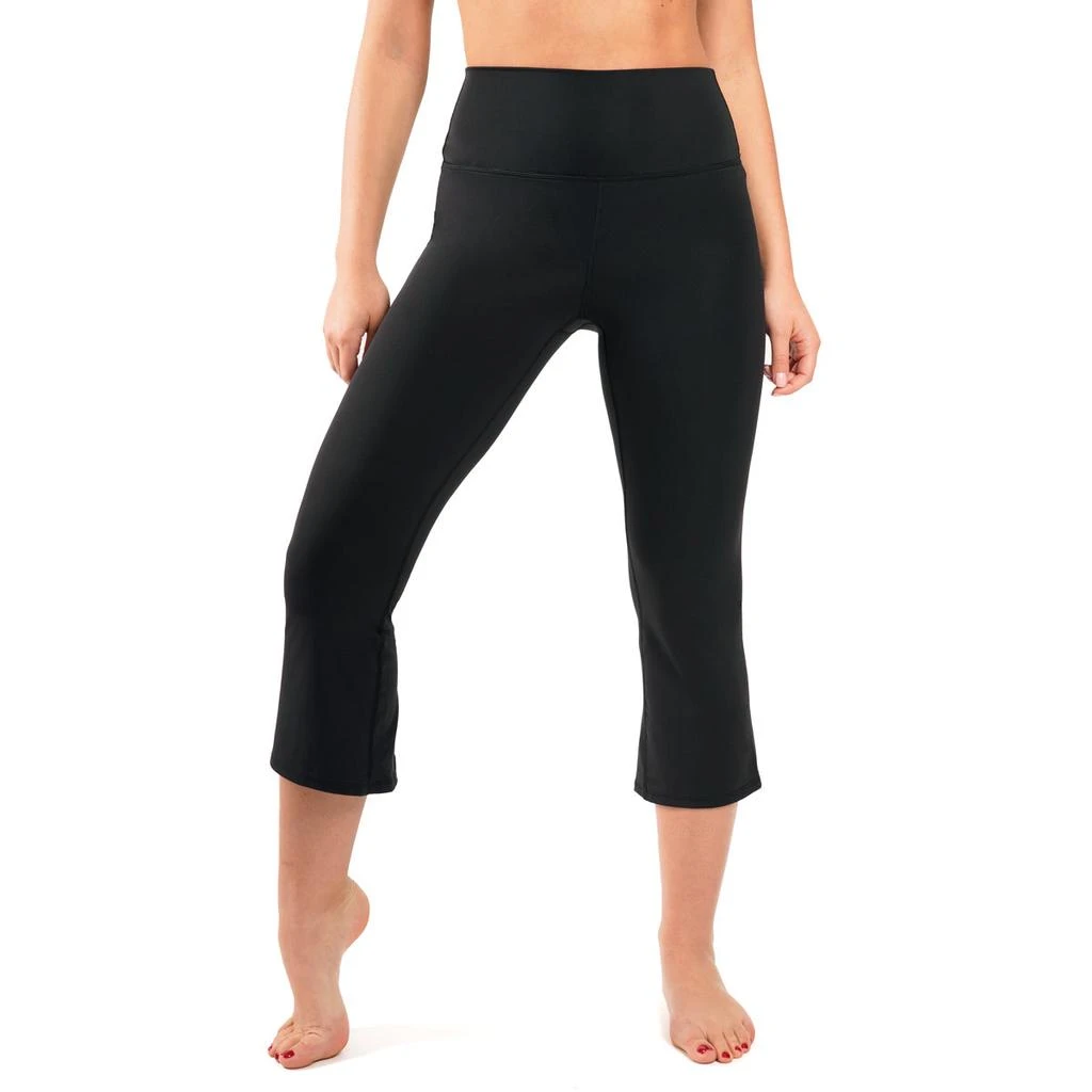 商品90 Degree by Reflex|Yogalicious by Reflex Women's Nude Tech Elastic Free High Waist Flare Yoga Capri with Front Splits,价格¥54,第1张图片详细描述