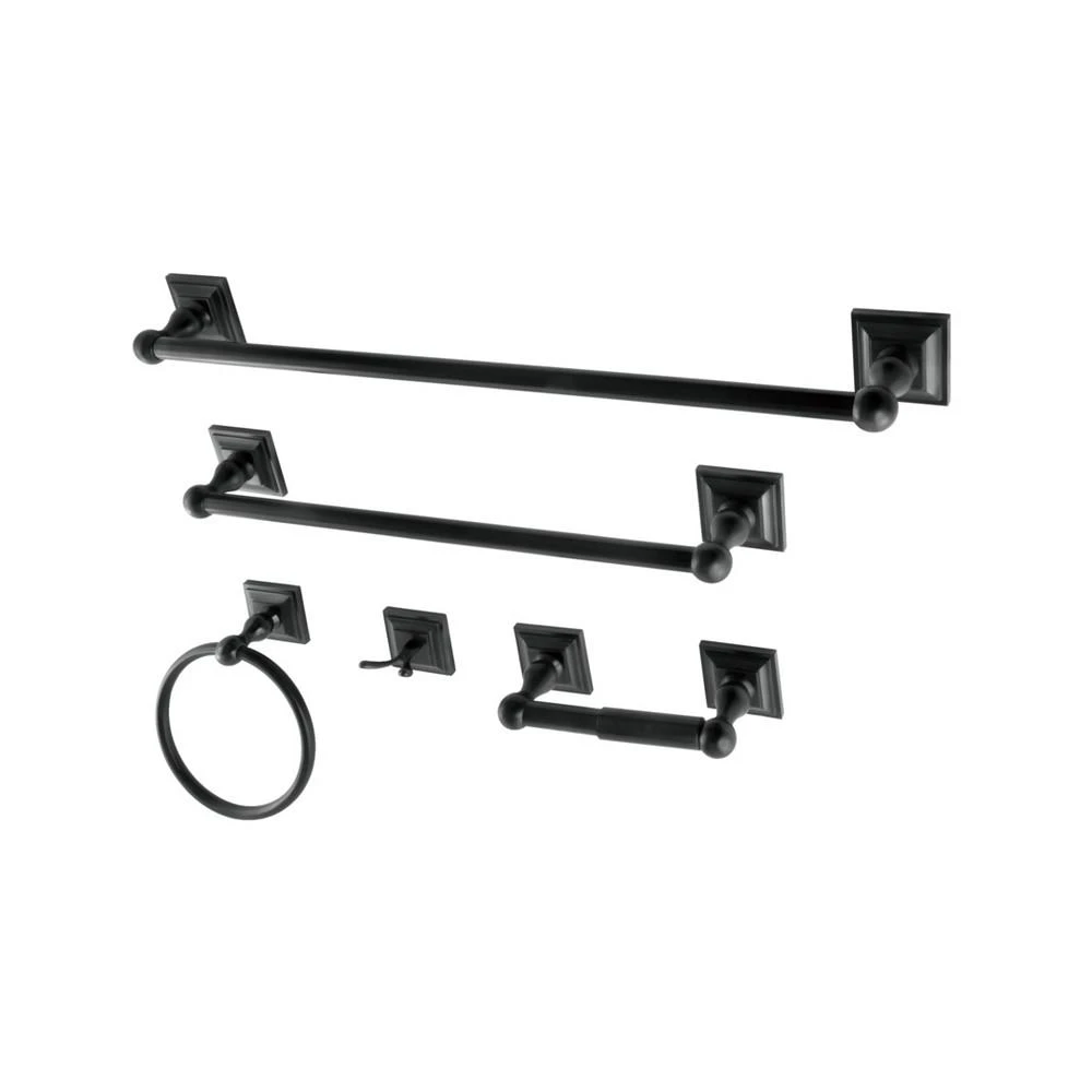 商品Kingston Brass|Serano 5-Pc. Bathroom Accessory Set in Black,价格¥1373,第1张图片
