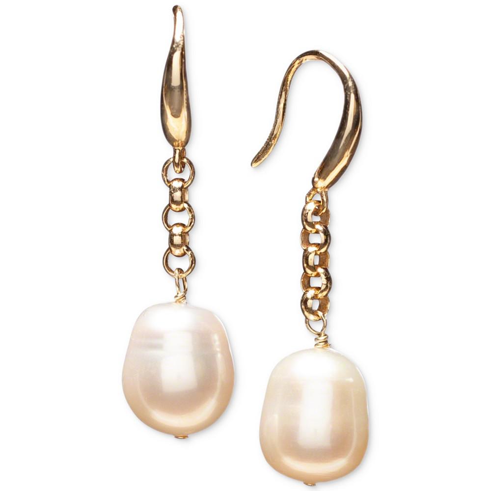 Cultured Freshwater Pearl (9-1/2mm) Link Drop Earrings in 18k Gold-Plated Sterling Silver商品第1张图片规格展示