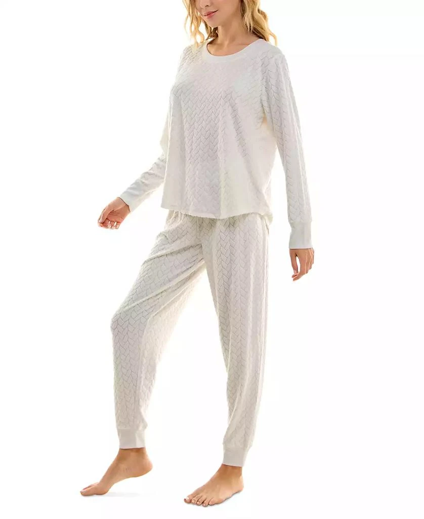 商品Roudelain|Women's Cloud Dancer 2-Pc. Cable-Knit Pajamas Set,价格¥152,第3张图片详细描述