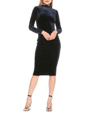 商品ALEXIA ADMOR|Molly Polka Dot Velvet Sheath Dress,价格¥824,第1张图片