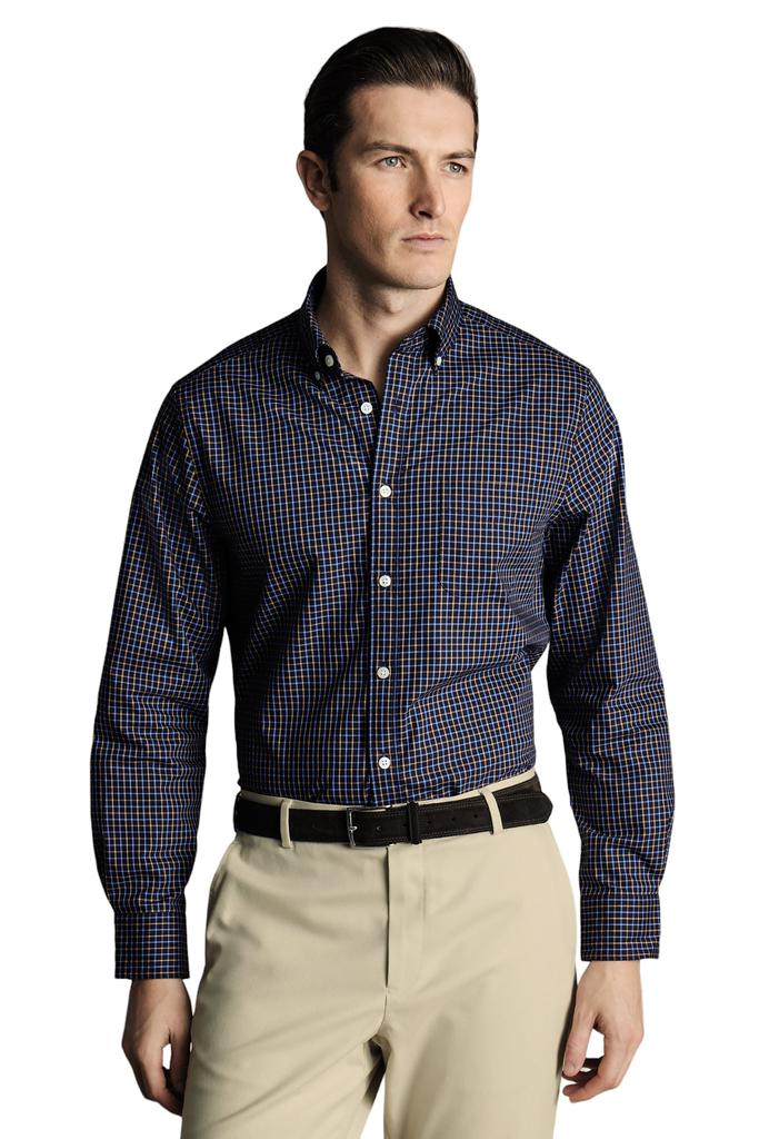 Camicia da uomo slim fit con colletto button-down, in popeline elasticizzato antipiega, a quadri. image 2
