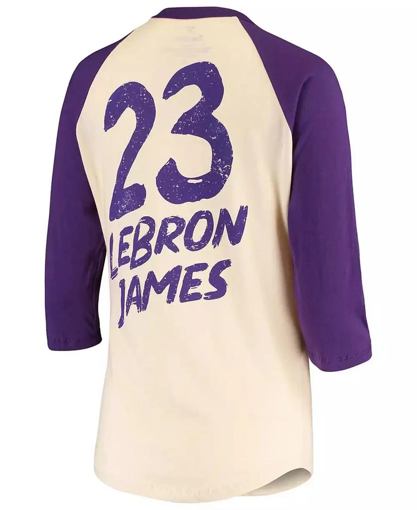 商品Fanatics|Women's LeBron James Cream Los Angeles Lakers Raglan 3/4-Sleeve T-shirt,价格¥373,第3张图片详细描述