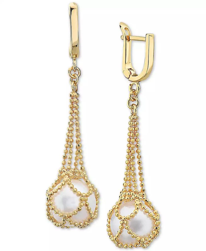 商品Effy|EFFY® Cultured Freshwater Pearl (10mm) Drop Earrings in 18k Gold Over Sterling Silver,价格¥4388,第1张图片