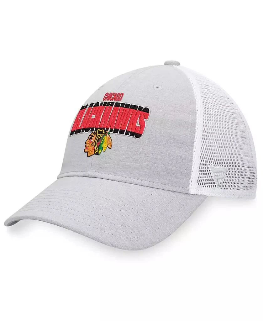 商品Fanatics|Men's Heather Gray, White Chicago Blackhawks Team Trucker Snapback Hat,价格¥167,第1张图片