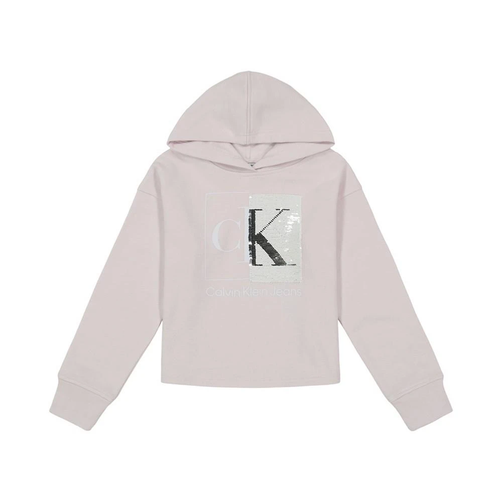 商品Calvin Klein|Big Girls Split Box Monogram Hoodie,价格¥225,第1张图片