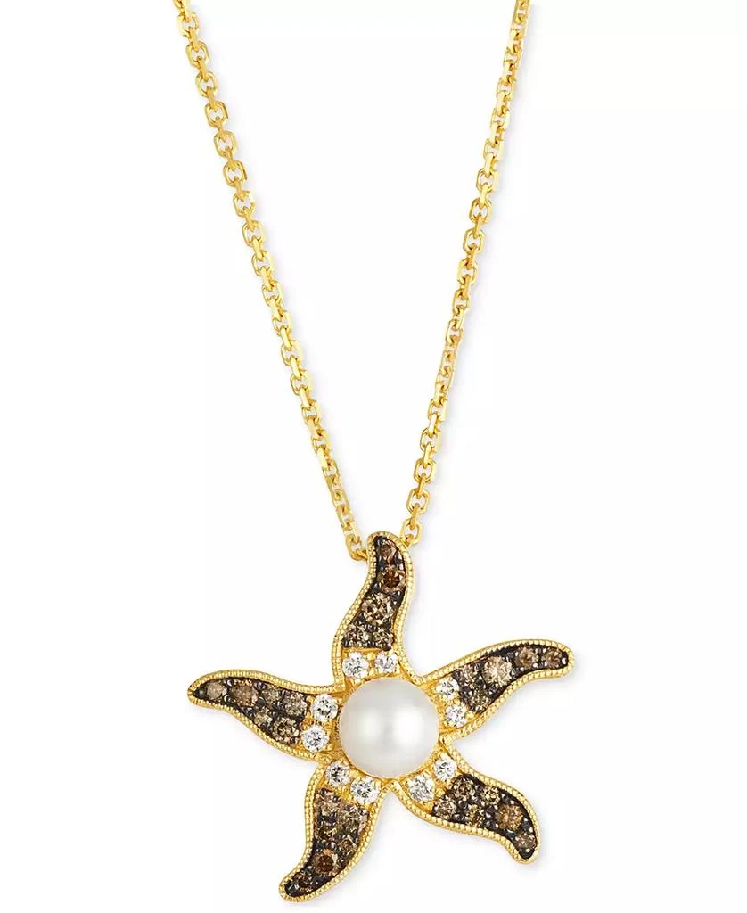 商品Le Vian|Ombré® Freshwater Pearl (5mm) & Chocolate Ombré Diamond (1/3 ct. t.w.) Starfish Adjustable 19" Pendant Necklace in 14k Gold,价格¥13685,第1张图片