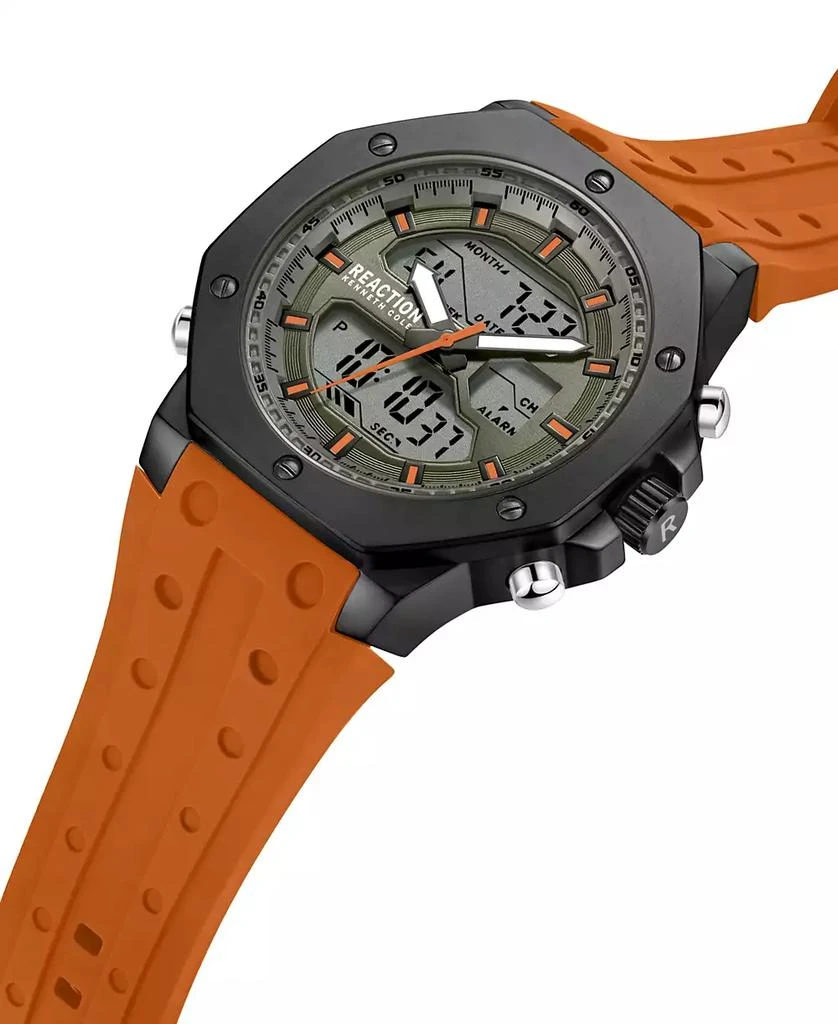 商品Kenneth Cole|Men's Ana-digi Orange Silicon Strap Watch, 48mm,价格¥644,第2张图片详细描述