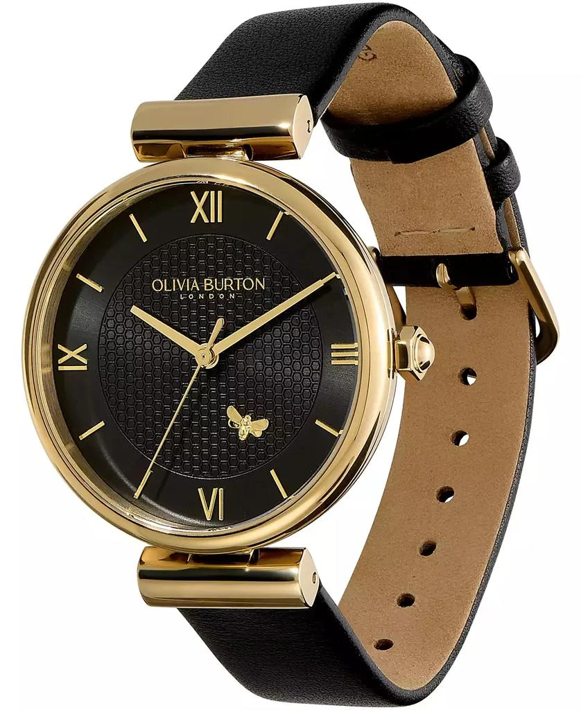 商品Olivia Burton|Women's Mini Bee Black Leather Strap Watch 36mm,价格¥824,第4张图片详细描述