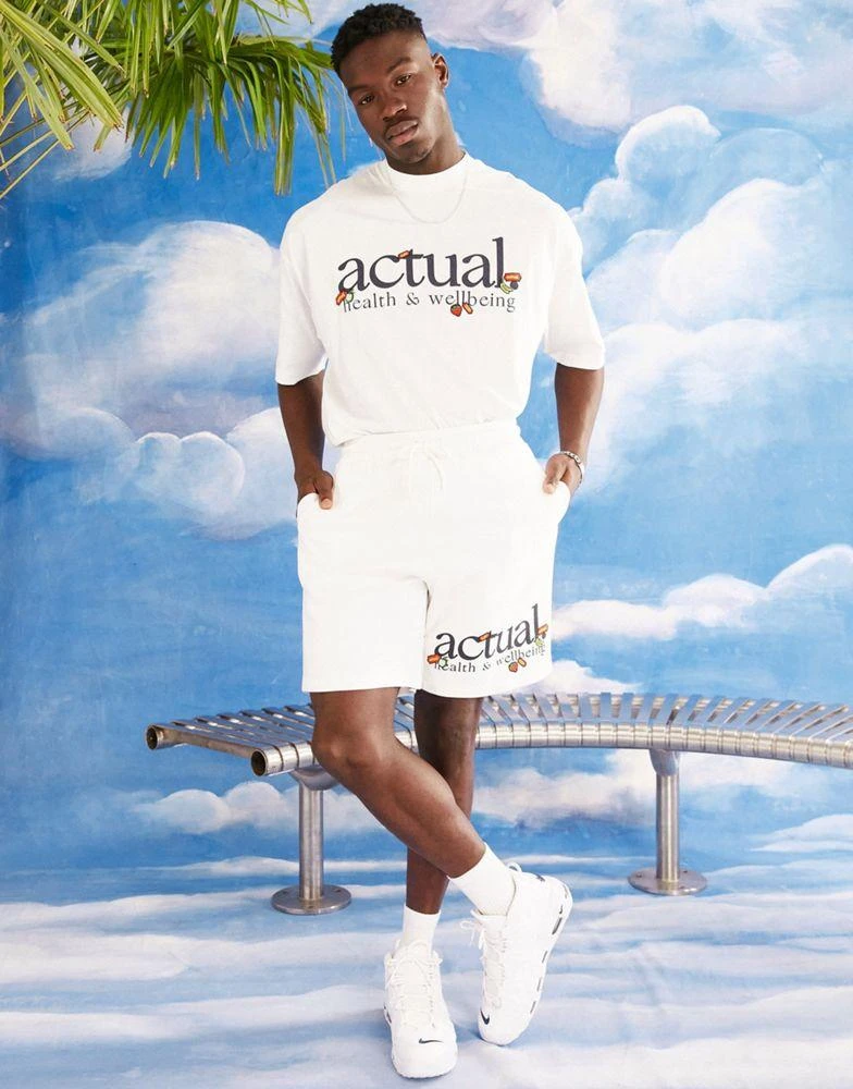 商品ASOS|ASOS Actual co-ord oversized t-shirt with actual health & wellbeing sticker print in ecru,价格¥139,第4张图片详细描述