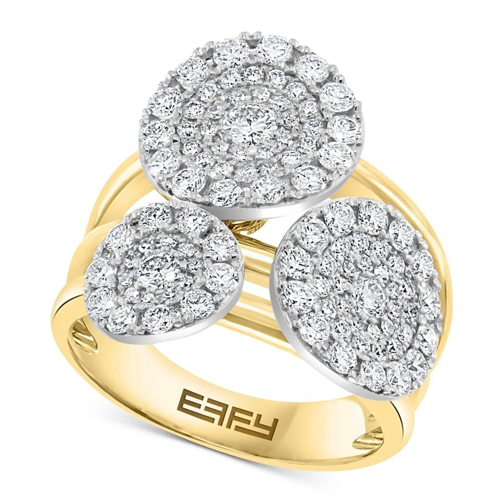 商品Effy|EFFY® Diamond Triple Halo Multirow Ring (1-1/2 ct. t.w.) in 14k Gold & White Gold,价格¥49885,第1张图片