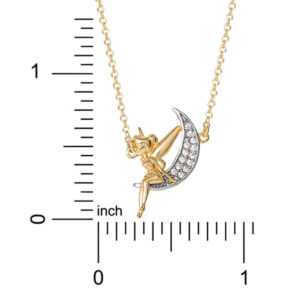 商品Disney|Cubic Zirconia Tinkerbell & Moon 18" Pendant Necklace in Sterling Silver & 18k Gold-Plate,价格¥738,第6张图片详细描述