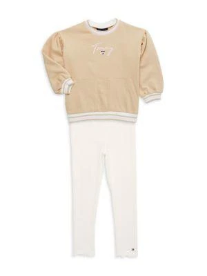 商品Tommy Hilfiger|Little Girl’s 2-Piece Puff Sleeve Sweatshirt & Leggings Set,价格¥222,第1张图片