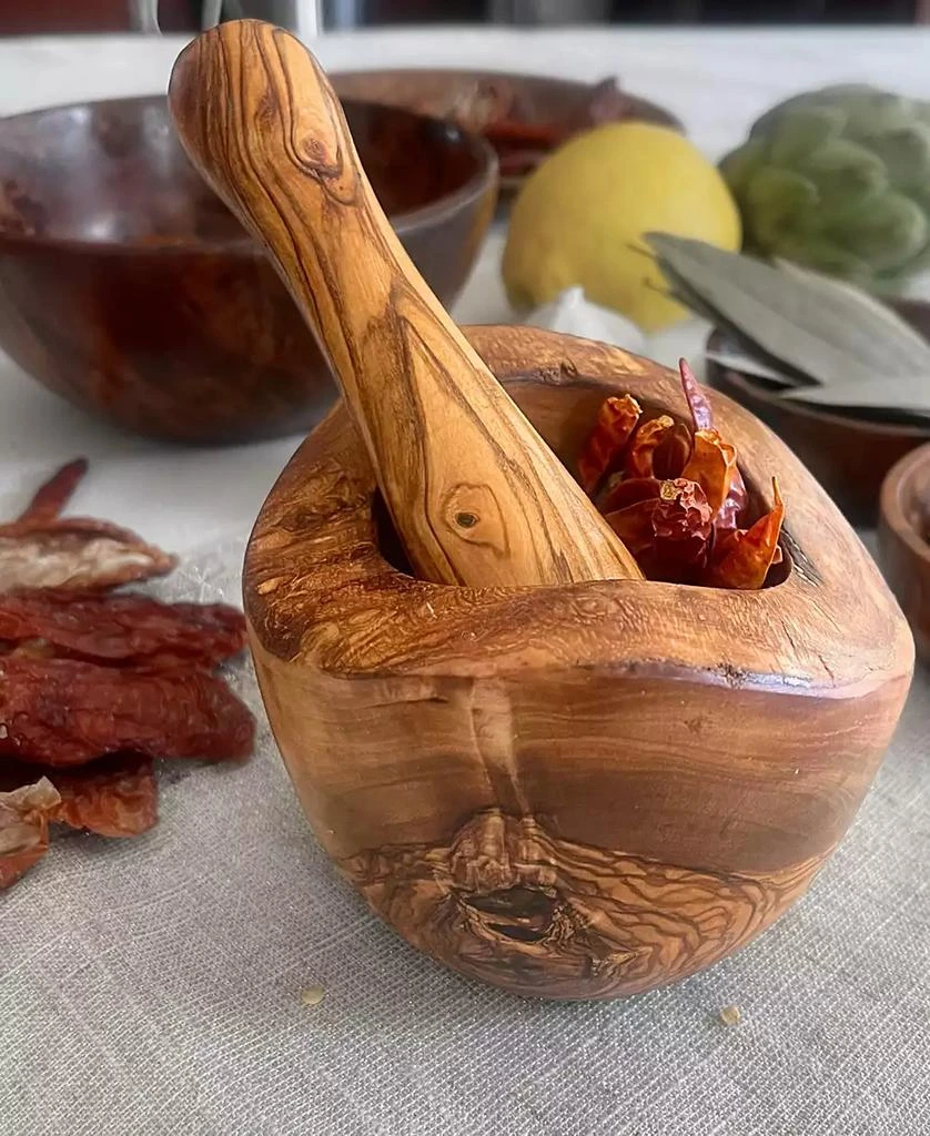 商品BeldiNest|Olive Wood Rustic Edge Pestle and Mortar,价格¥157,第5张图片详细描述