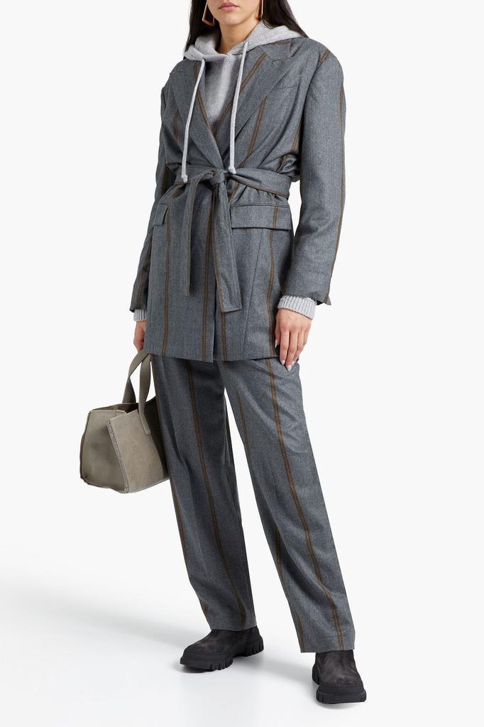 商品Brunello Cucinelli|Belted striped wool blazer,价格¥7251,第4张图片详细描述