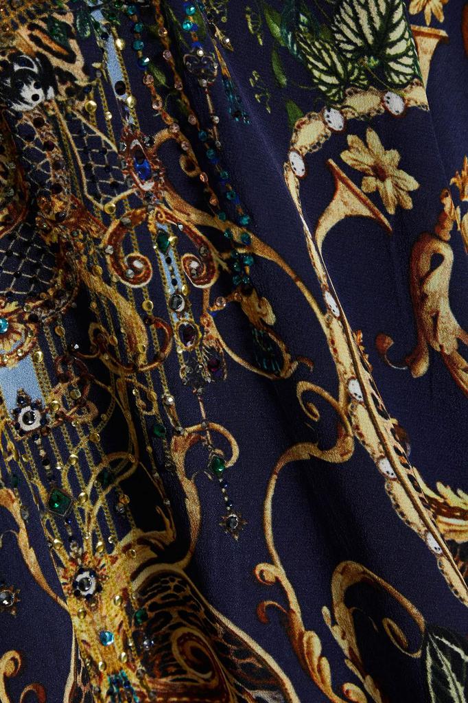 Crystal-embellished printed silk crepe de chine mini dress商品第4张图片规格展示