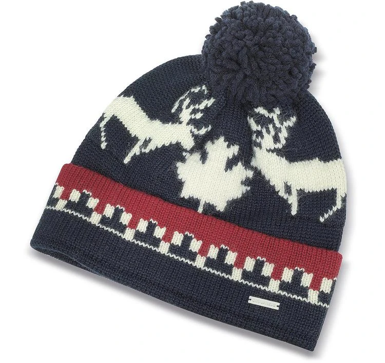 商品DSQUARED2|DSquared2 Nordic Deers Navy Blue and Burgundy Wool Blend Knit Hat w/Pom Pom,价格¥981,第1张图片