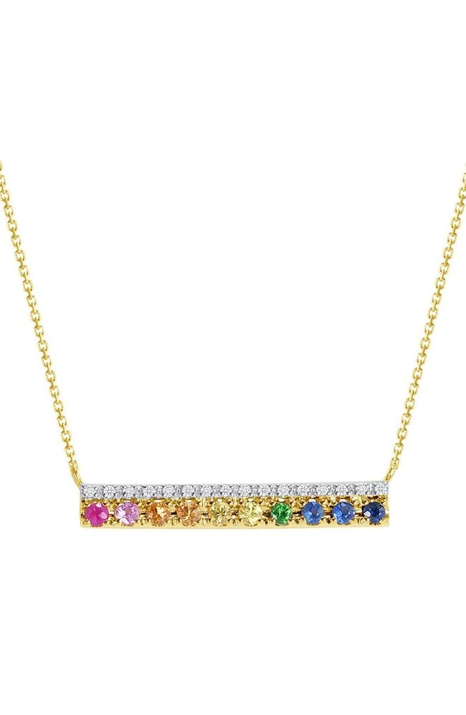 商品RON HAMI|14K Gold Rainbow Sapphire Bar Pendant Necklace,价格¥3626,第1张图片