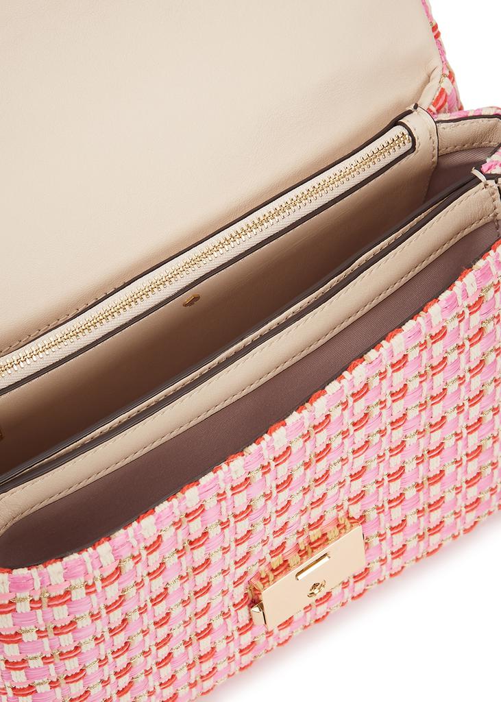 Carlyle pink raffia tweed shoulder bag商品第4张图片规格展示