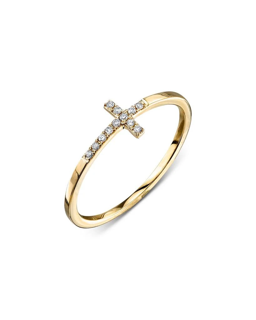 商品Sydney Evan|14K Yellow Gold Diamond Cross Ring,价格¥5181,第1张图片