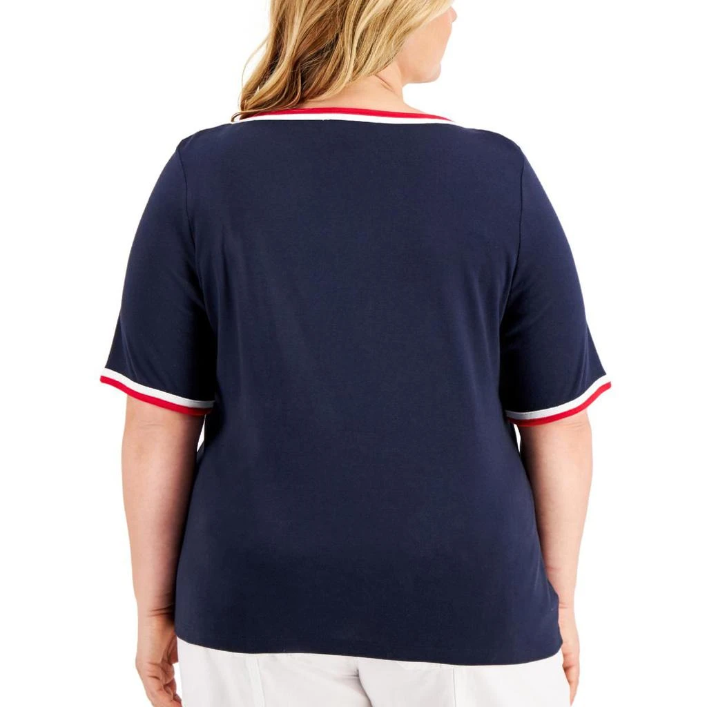 商品Tommy Hilfiger|Tommy Hilfiger Womens Plus Cotton Boatneck T-Shirt,价格¥152,第2张图片详细描述